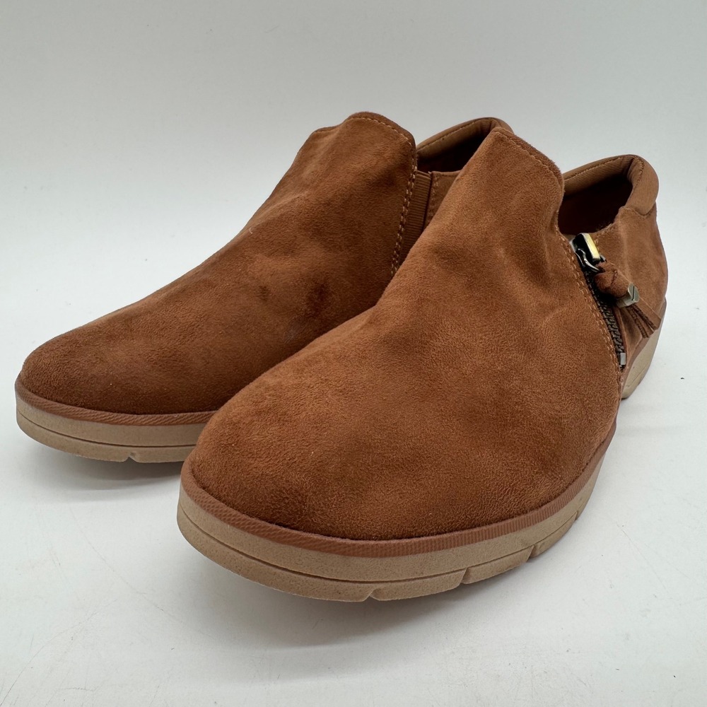 Dr Scholls Ankle Boots Womens US 8.5 M Brown Fabric Side Zip Tassel Booties
